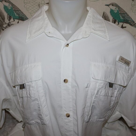 💥HP💥 Mens Columbia white outdoor shirt XXL crisp and clean - Picture 2 of 8